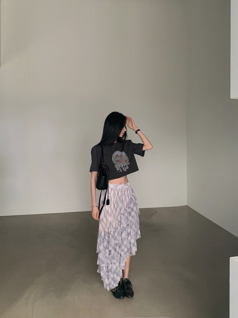 VERANDA韓國東大門直郵女士新款26春夏休閑人氣半身裙中短裙VERANDA半身裙/中短裙