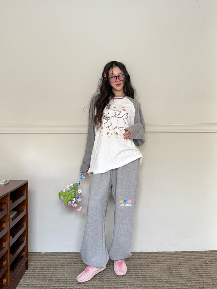 TOLL韓國東大門直郵女裝新款職業時尚人氣26春夏休閑褲刺繡TOLL休閑褲