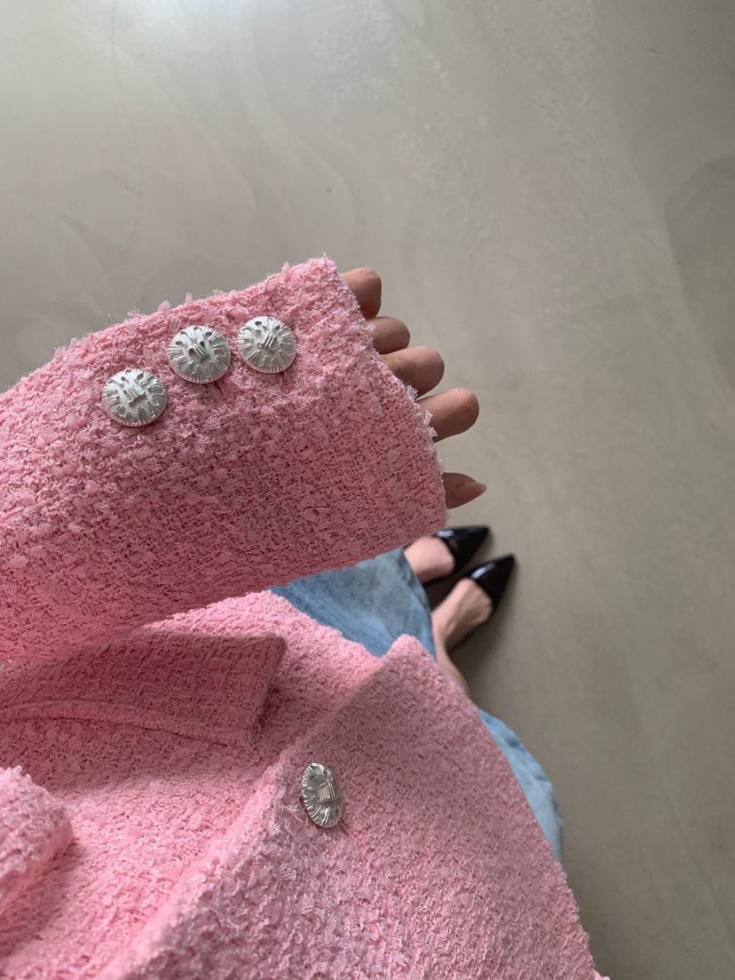 VERANDA韓國直郵實拍女裝新品熱賣職業時尚夾克含脖帶粗花呢VERANDA夾克