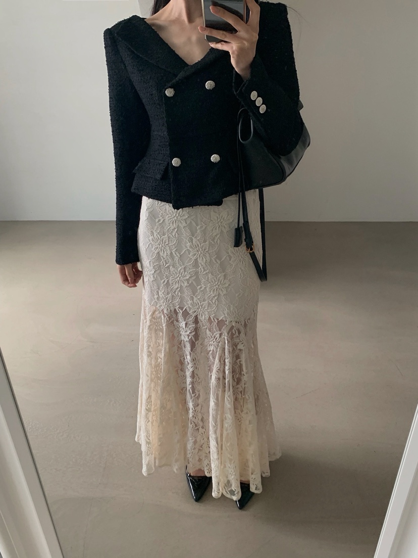 VERANDA韓國直郵實拍女裝新品熱賣職業時尚夾克含脖帶粗花呢VERANDA夾克