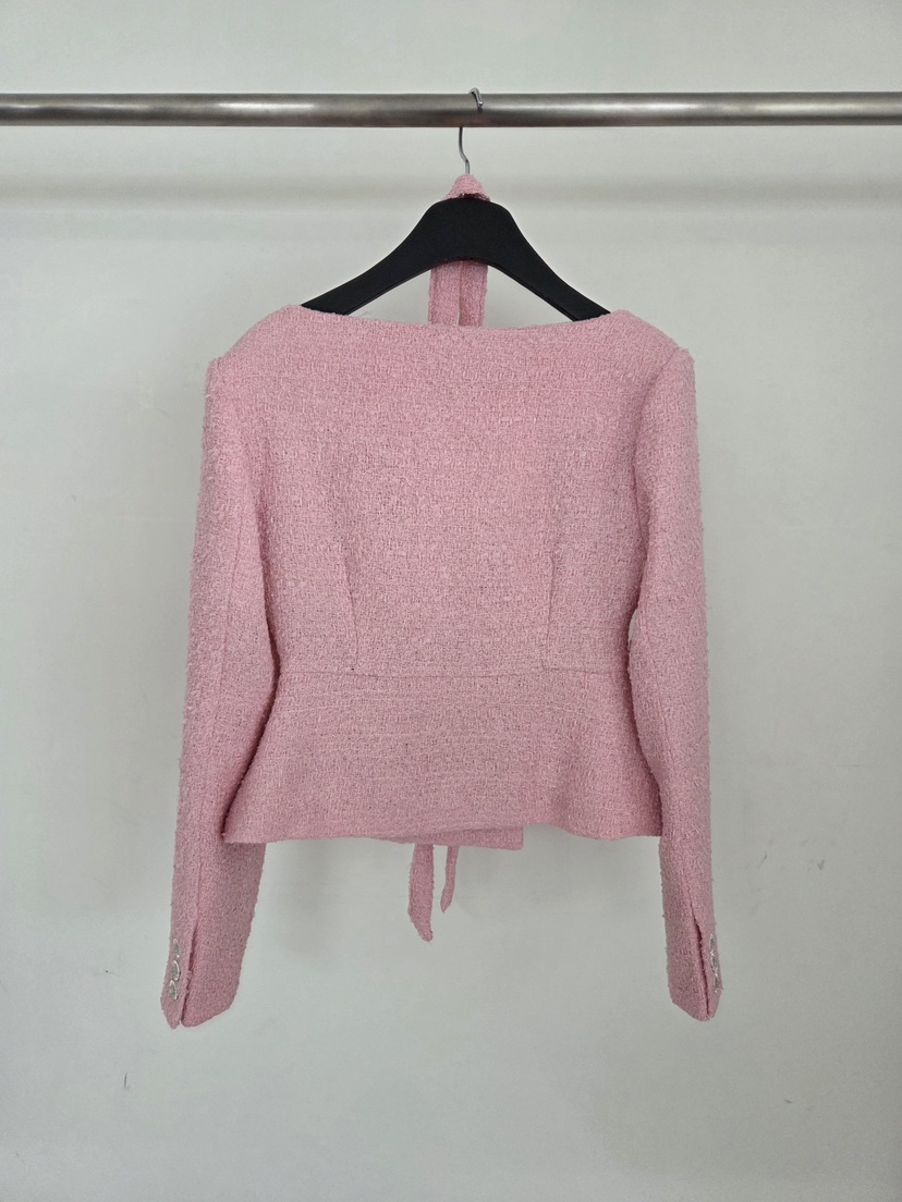 VERANDA韓國直郵實拍女裝新品熱賣職業時尚夾克含脖帶粗花呢VERANDA夾克