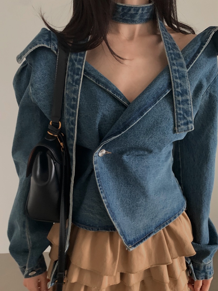 VERANDA韓國東大門代購女裝新款人氣推薦襯衫蕾絲衫含脖帶VERANDA襯衫/蕾絲衫