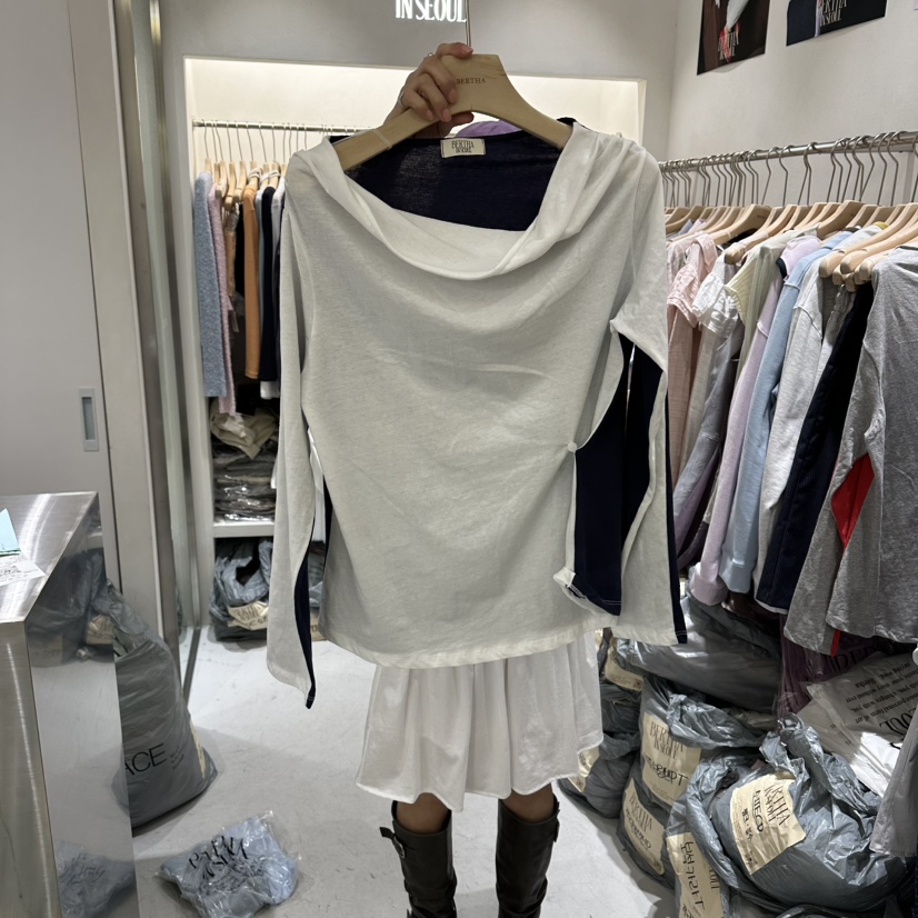 BERTHA韓國直郵實拍女士新品推薦人氣休閑26春夏時尚長袖T恤BERTHA長袖T恤圖色1