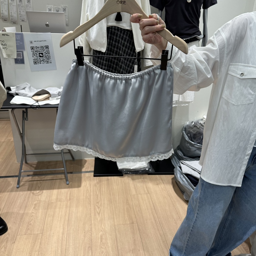 ORE-P韓國直郵實拍女士新款休閑職業時尚短裙不含腰帶緞面ORE短裙圖色2