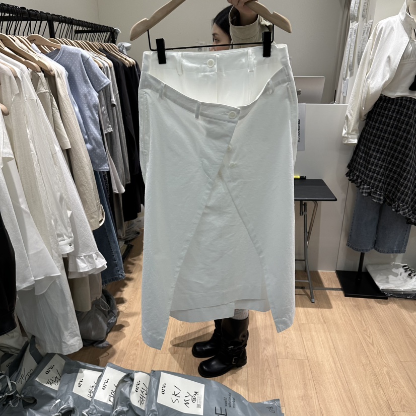 ORE-P韓國東大門直郵女裝新品26春夏職業推薦熱賣長裙雙層ORE長裙圖色1