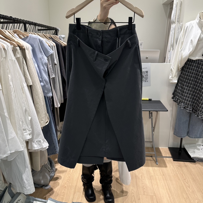 ORE-P韓國東大門直郵女裝新品26春夏職業推薦熱賣長裙雙層ORE長裙圖色2