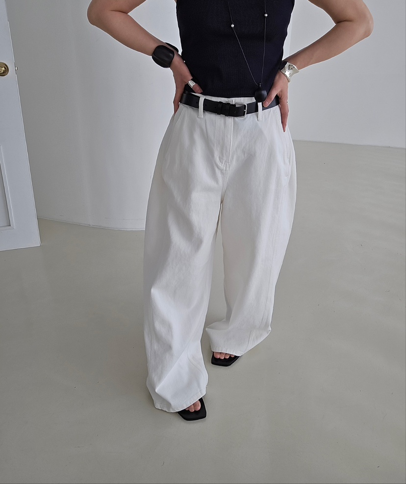 J SHOP韓國直郵女士新品休閑熱賣人氣26春夏職業牛仔褲褶裥J_SHOP牛仔褲