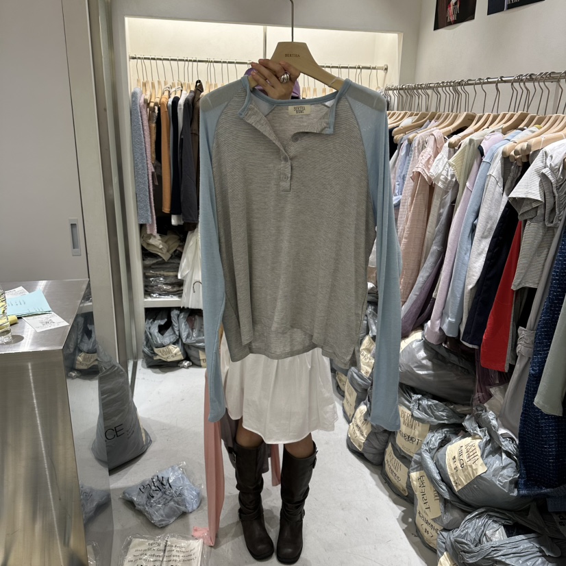 BERTHA韓國代購女裝新品時尚推薦26春夏職業人氣休閑長袖T恤BERTHA長袖T恤圖色2