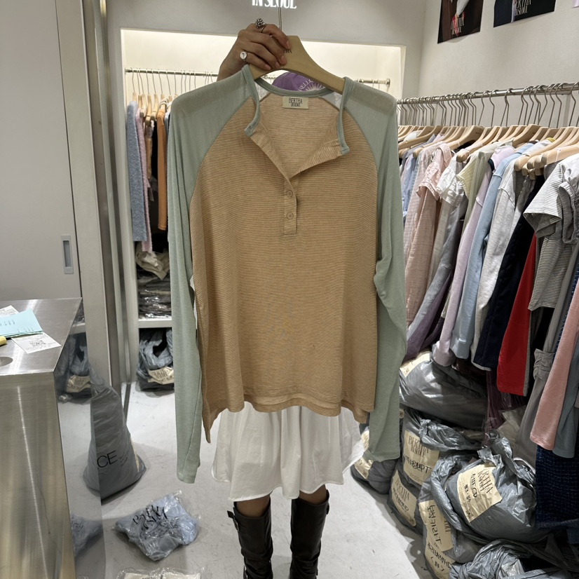 BERTHA韓國代購女裝新品時尚推薦26春夏職業人氣休閑長袖T恤BERTHA長袖T恤圖色3