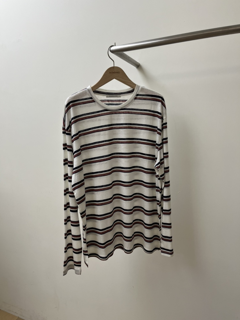 BLENDING-p韓國直郵實拍女裝新品時尚職業人氣長袖T恤條紋BLENDING-p長袖T恤圖色1