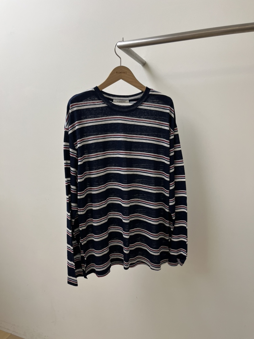 BLENDING-p韓國直郵實拍女裝新品時尚職業人氣長袖T恤條紋BLENDING-p長袖T恤圖色2