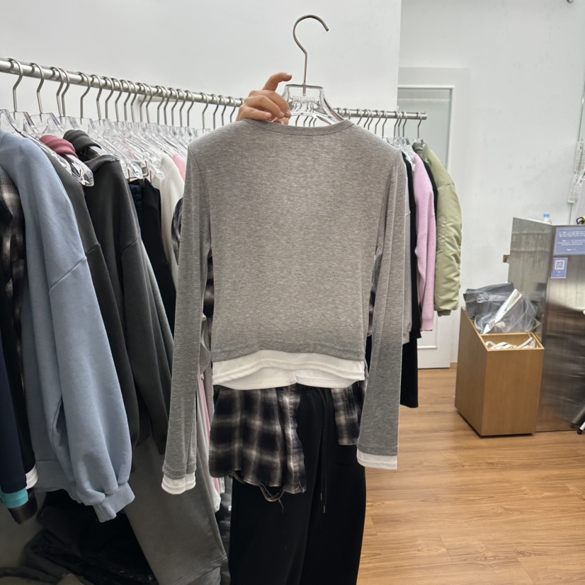 GABIZON韓國直郵女裝新款職業休閑熱賣26春夏長袖T恤假兩件GABIZON長袖T恤