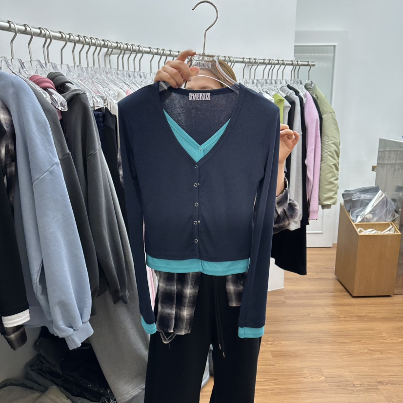 GABIZON韓國直郵女裝新款職業休閑熱賣26春夏長袖T恤假兩件GABIZON長袖T恤圖色3