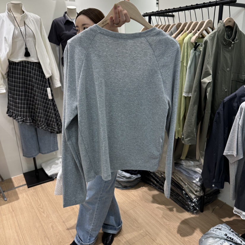 ORE-P韓國代購女裝新品時尚推薦休閑26春夏長袖T恤不含吊帶ORE長袖T恤