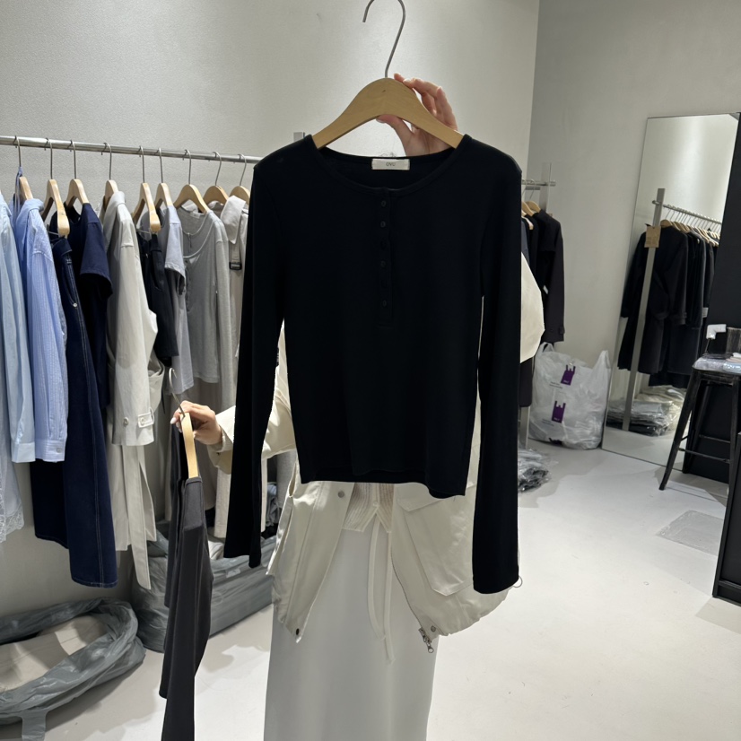 OVU韓國直郵女裝新款休閑熱賣推薦人氣職業26春夏長袖T恤OVU長袖T恤圖色4黑色