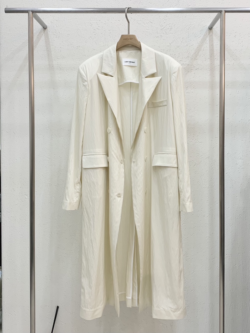 LIGHT AND SALT韓國直郵女士新款推薦職業長款風衣雙層LIGHT AND SALT長款風衣