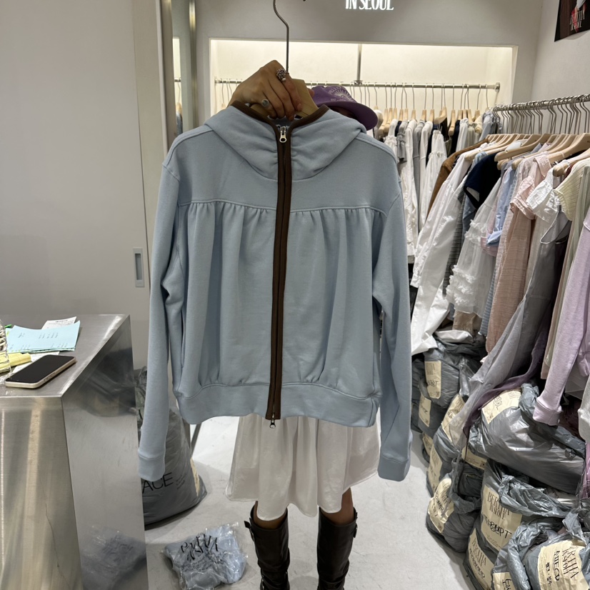 BERTHA韓國代購女裝新款推薦時尚熱賣人氣夾克連帽拉鏈衫BERTHA夾克圖色2