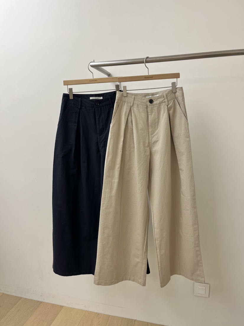 BLENDING-p韓國東大門直郵女士新款人氣休閑褲斜紋棉布褶裥BLENDING-p休閑褲