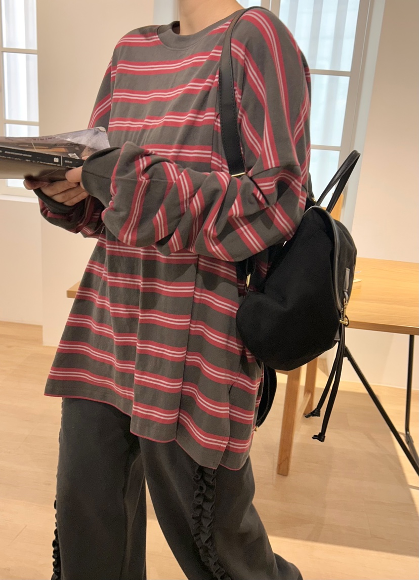 THE LINE-Q東大門代購女裝新款26春夏職業真品熱賣長袖T恤THE LINE-Q長袖T恤