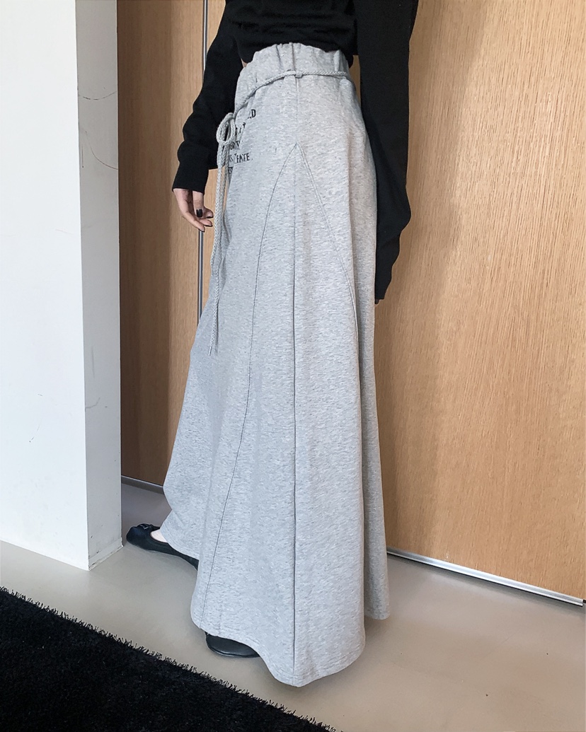 LIVE AID-P韓國直郵女士新款真品時尚職業熱賣長裙含腰繩LIVE AID-P長裙