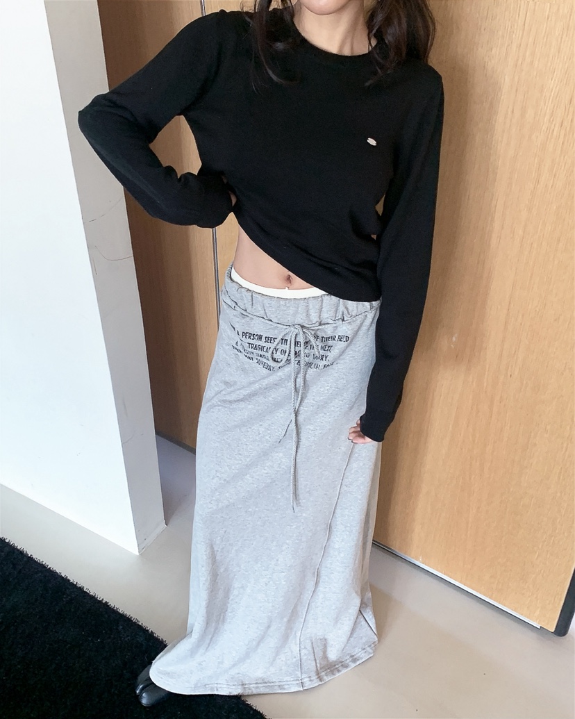 LIVE AID-P韓國直郵女士新款真品時尚職業熱賣長裙含腰繩LIVE AID-P長裙