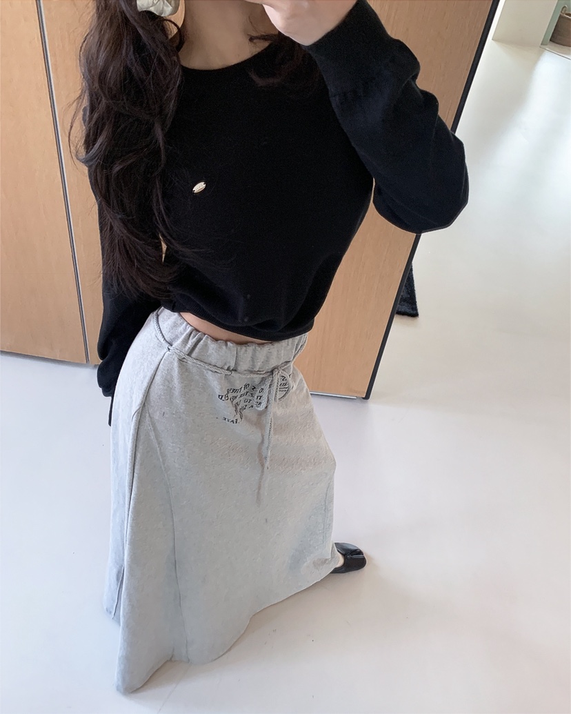 LIVE AID-P韓國直郵女士新款真品時尚職業熱賣長裙含腰繩LIVE AID-P長裙