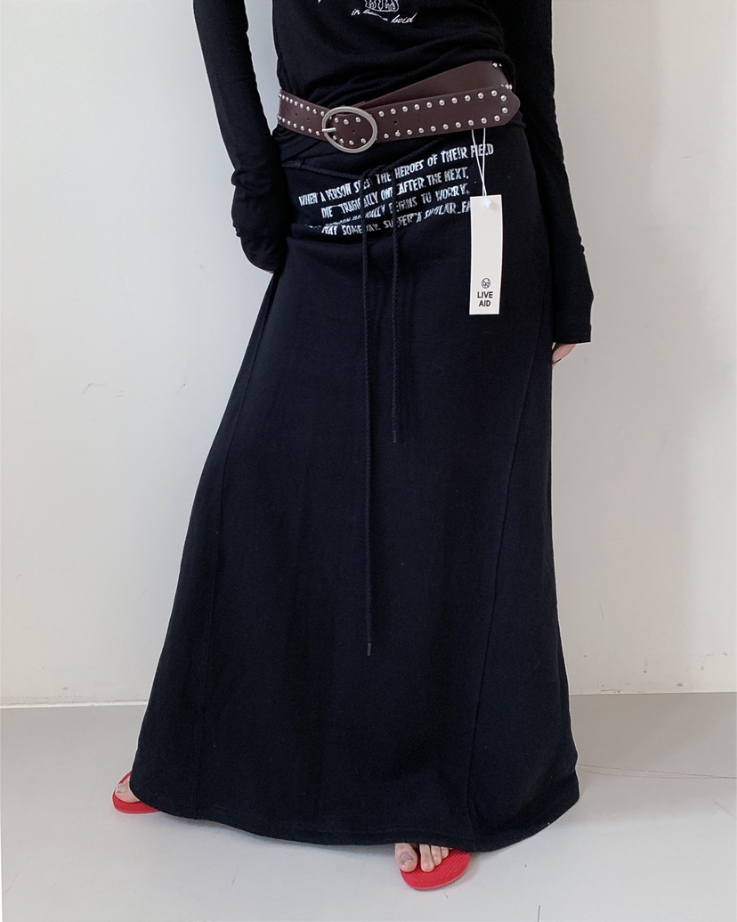 LIVE AID-P韓國直郵女士新款真品時尚職業熱賣長裙含腰繩LIVE AID-P長裙