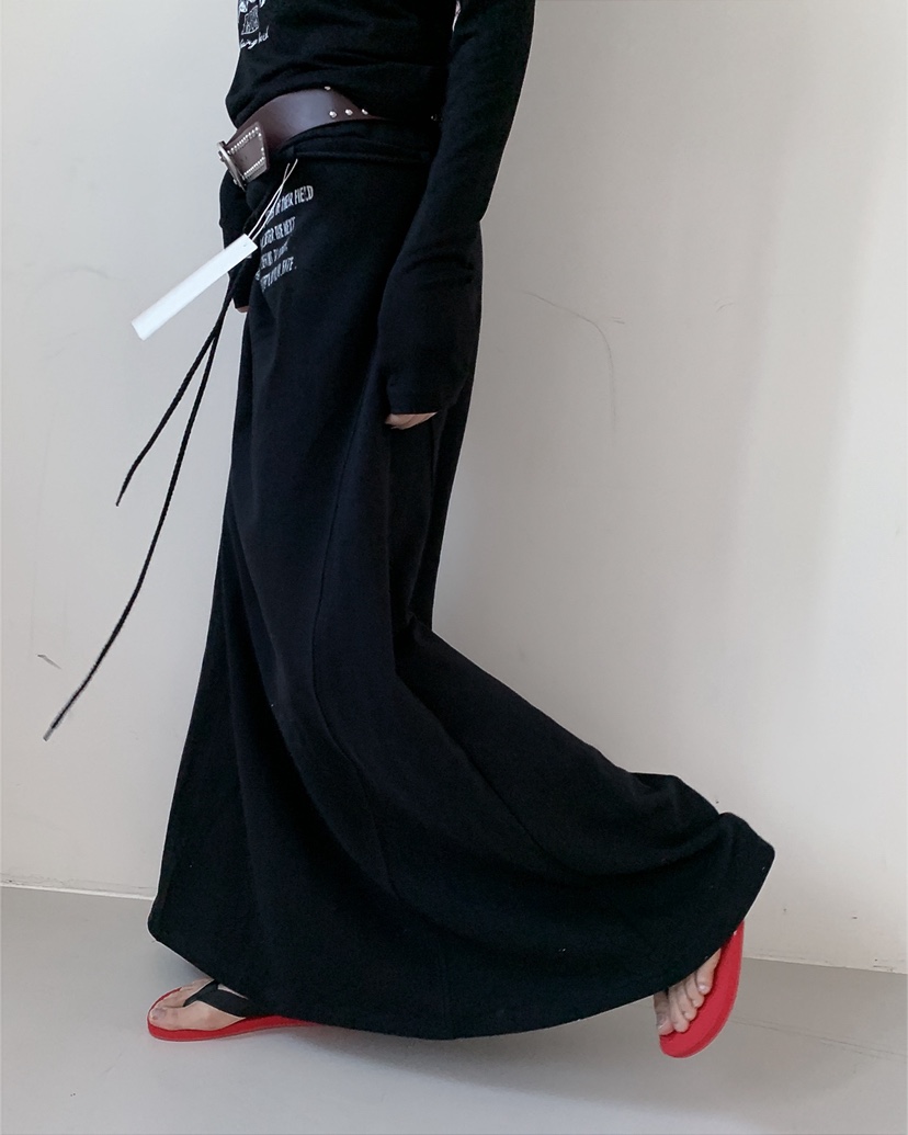 LIVE AID-P韓國直郵女士新款真品時尚職業熱賣長裙含腰繩LIVE AID-P長裙