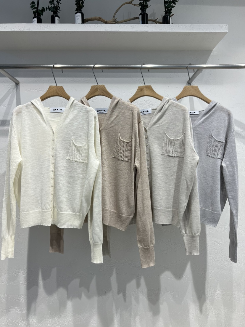 OLA東大門實拍女士新品職業推薦熱賣真品針織衫連帽衫口袋mellor/OLA針織衫