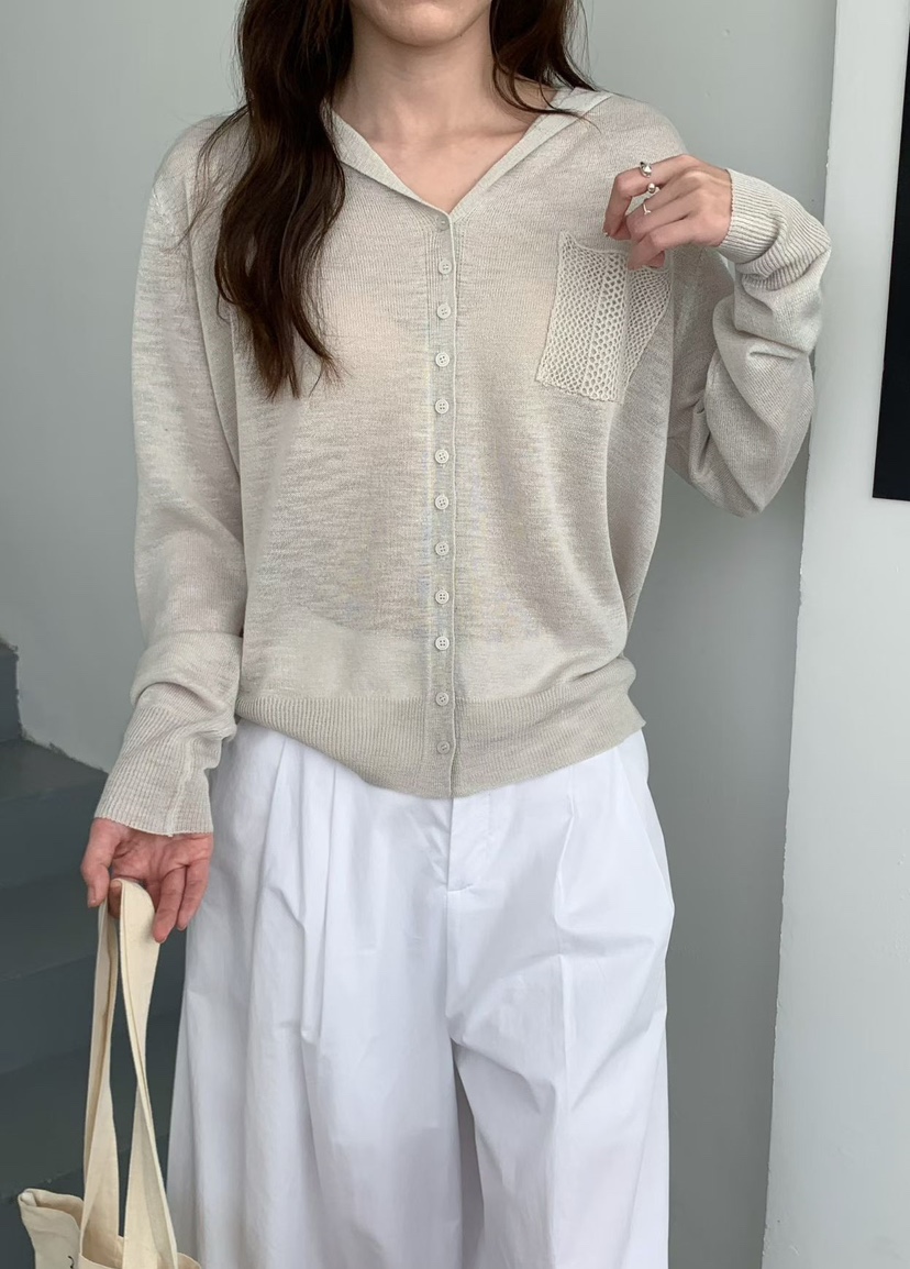 OLA東大門實拍女士新品職業推薦熱賣真品針織衫連帽衫口袋mellor/OLA針織衫