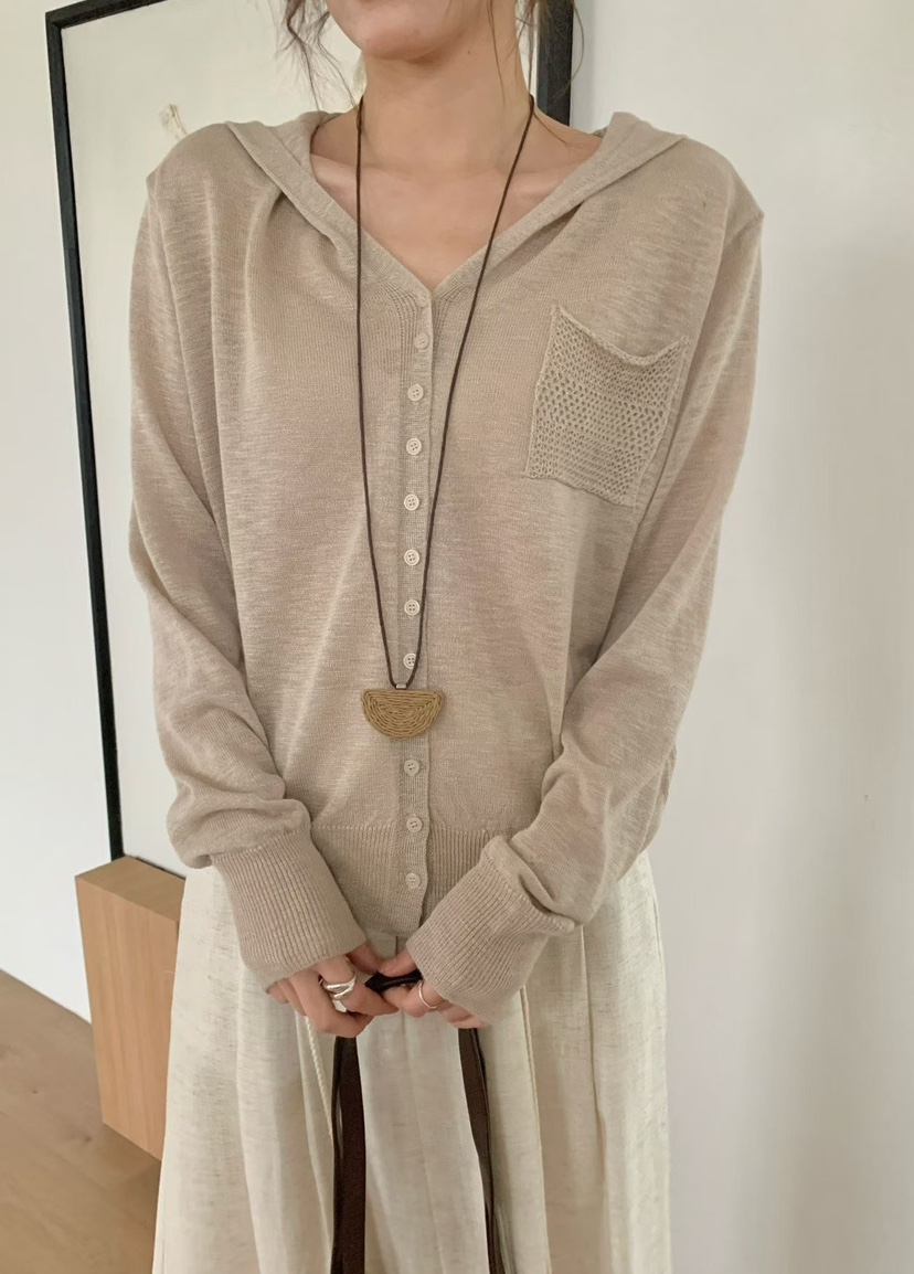 OLA東大門實拍女士新品職業推薦熱賣真品針織衫連帽衫口袋mellor/OLA針織衫