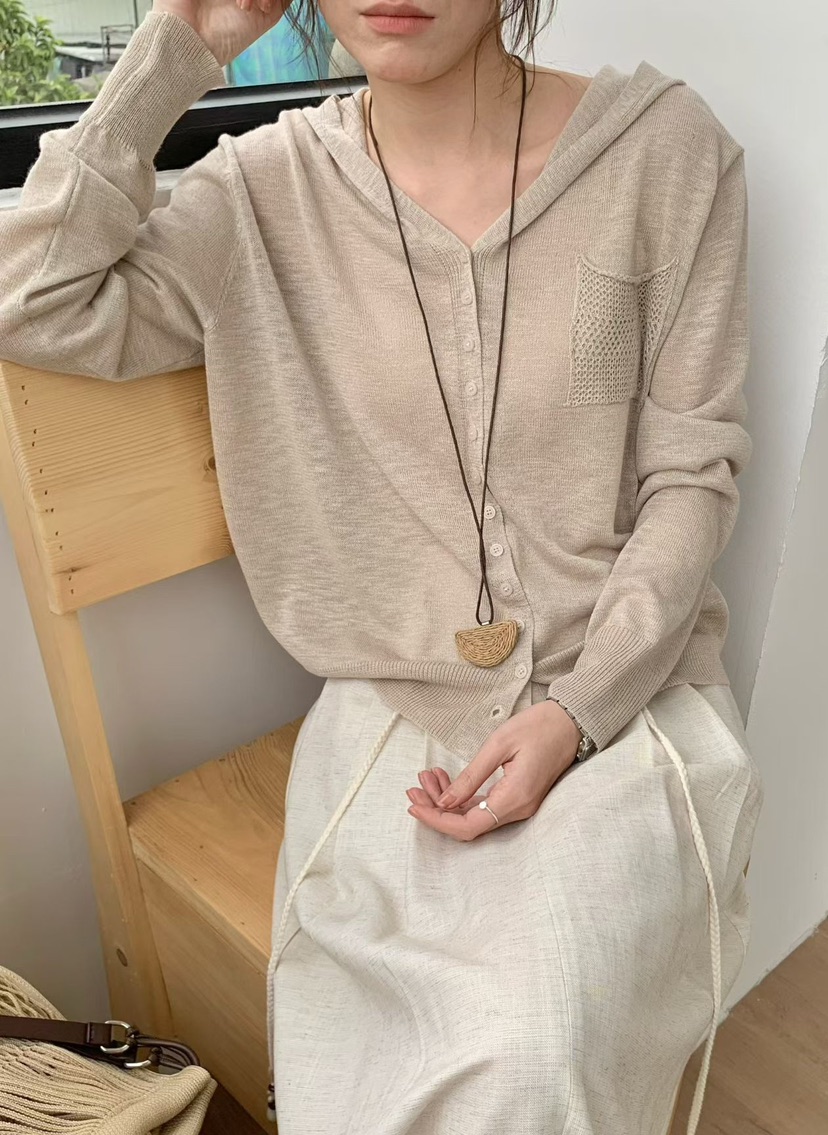 OLA東大門實拍女士新品職業推薦熱賣真品針織衫連帽衫口袋mellor/OLA針織衫