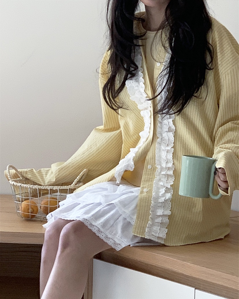 LIVE AID-P韓國直郵女士新品職業真品26春夏襯衫蕾絲衫LIVE AID-P襯衫/蕾絲衫