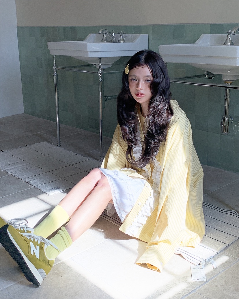 LIVE AID-P韓國直郵女士新品職業真品26春夏襯衫蕾絲衫LIVE AID-P襯衫/蕾絲衫