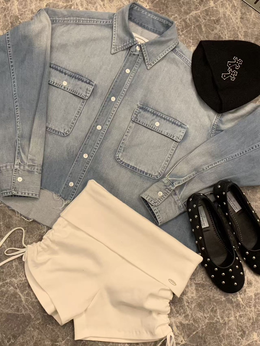 BADCALM韓國代購女士新款職業真品時尚推薦襯衫蕾絲衫短款BADCALM襯衫/蕾絲衫