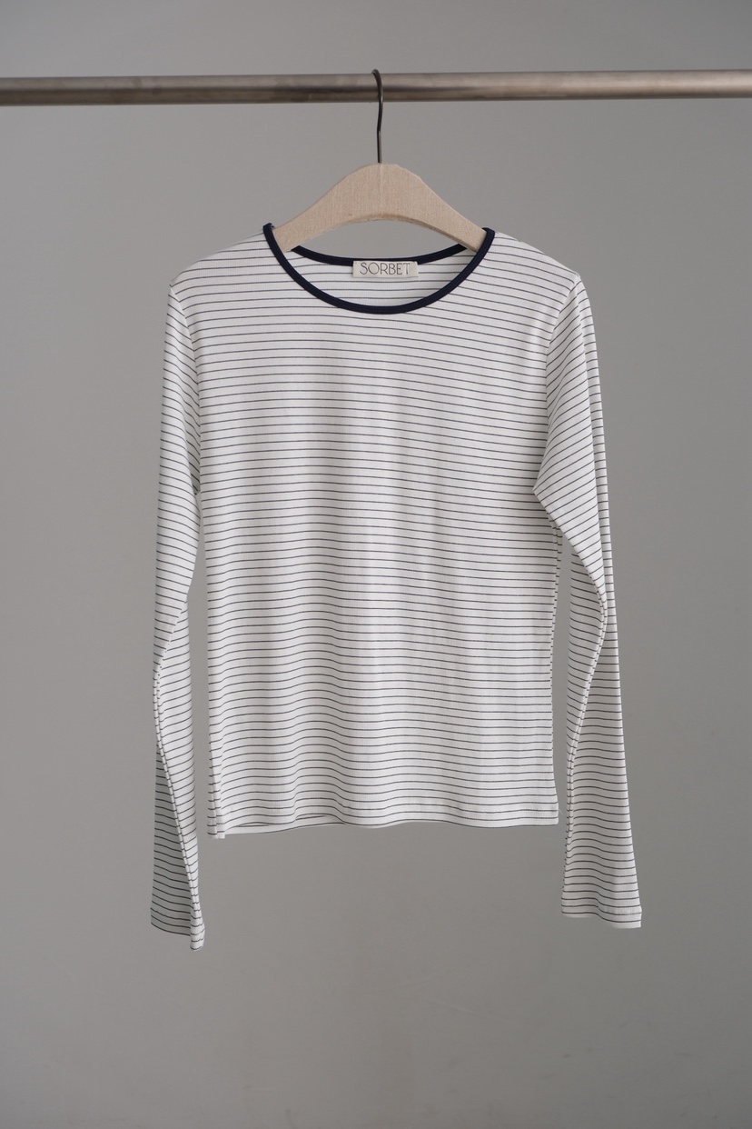 SORBET/FLAT WHITE韓國代購女裝新品人氣時尚長袖T恤條紋SORBET/FLAT WHITE長袖T恤圖色2