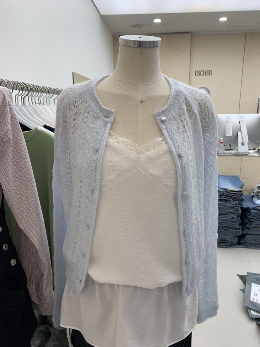 ESCHER東大門實拍女士新款休閑推薦26春夏針織衫馬海毛圍巾ESCHER針織衫圖色1