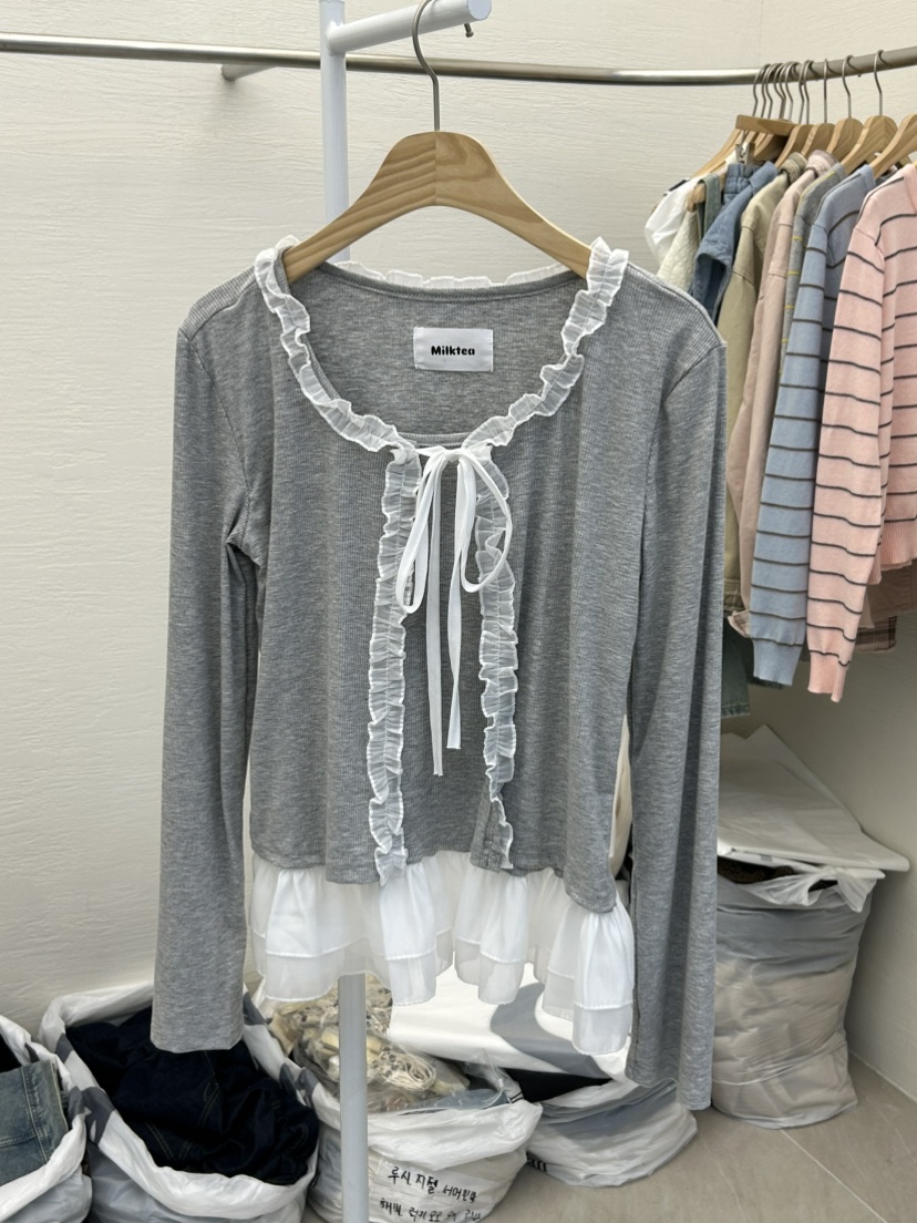 MILK TEA東大門代購女士新品推薦時尚26春夏職業長袖T恤MILK TEA長袖T恤圖色2