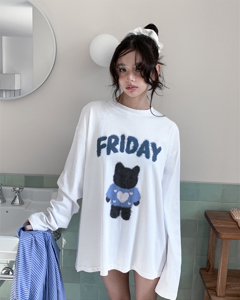 LIVE AID-P東大門實拍女裝新品人氣休閑26春夏熱賣長袖T恤LIVE AID-P長袖T恤