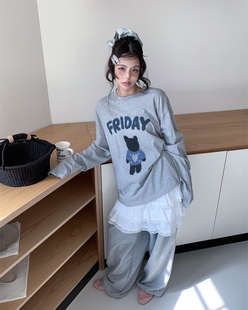 LIVE AID-P東大門實拍女裝新品人氣休閑26春夏熱賣長袖T恤LIVE AID-P長袖T恤