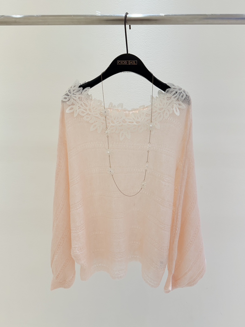 CORAL韓國直郵女裝新品職業26春夏人氣針織衫不含項鏈蕾絲CORAL針織衫圖色2