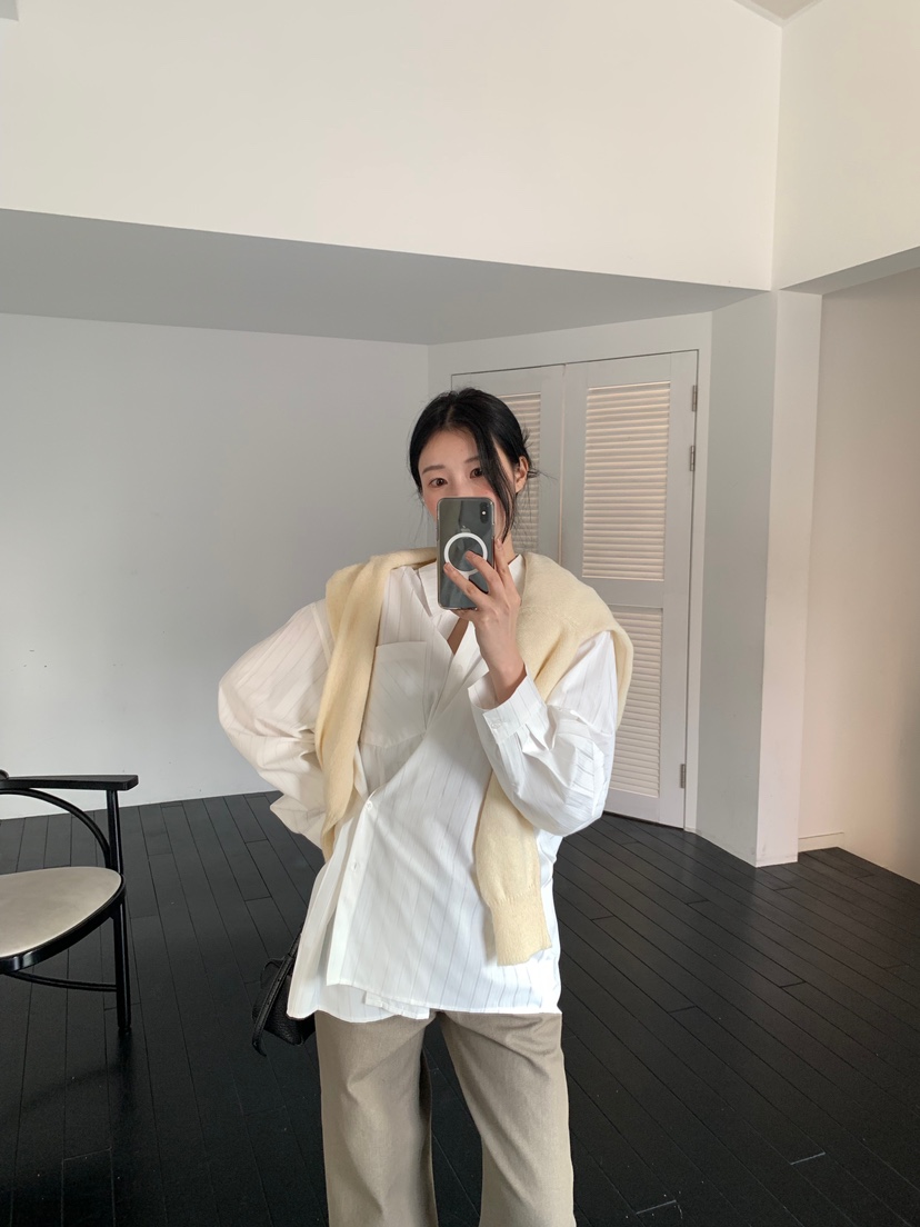 BLACK PIG韓國代購女士新品時尚休閑熱賣襯衫蕾絲衫條紋VIVIAN_LEE襯衫/蕾絲衫