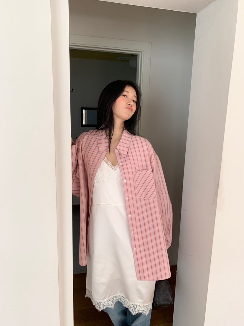 BLACK PIG韓國代購女士新品時尚休閑熱賣襯衫蕾絲衫條紋VIVIAN_LEE襯衫/蕾絲衫