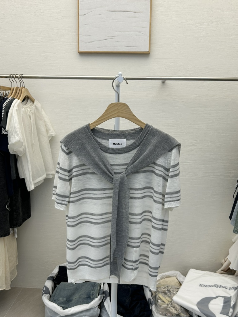 MILK TEA東大門實拍女裝新款推薦人氣職業26春夏針織衫披肩MILK TEA針織衫圖色2