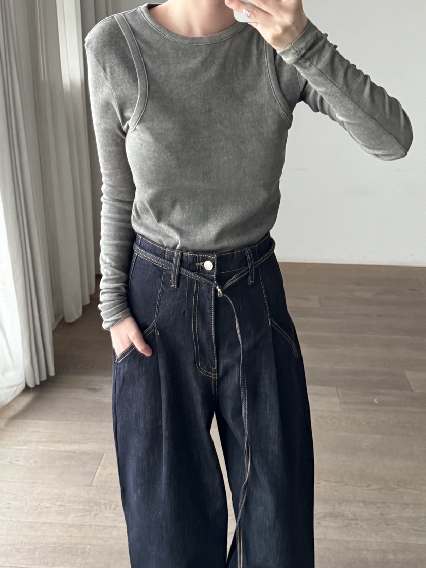 LE-PPL東大門直郵女裝新品推薦26春夏休閑真品牛仔褲含腰繩LE-PPL牛仔褲