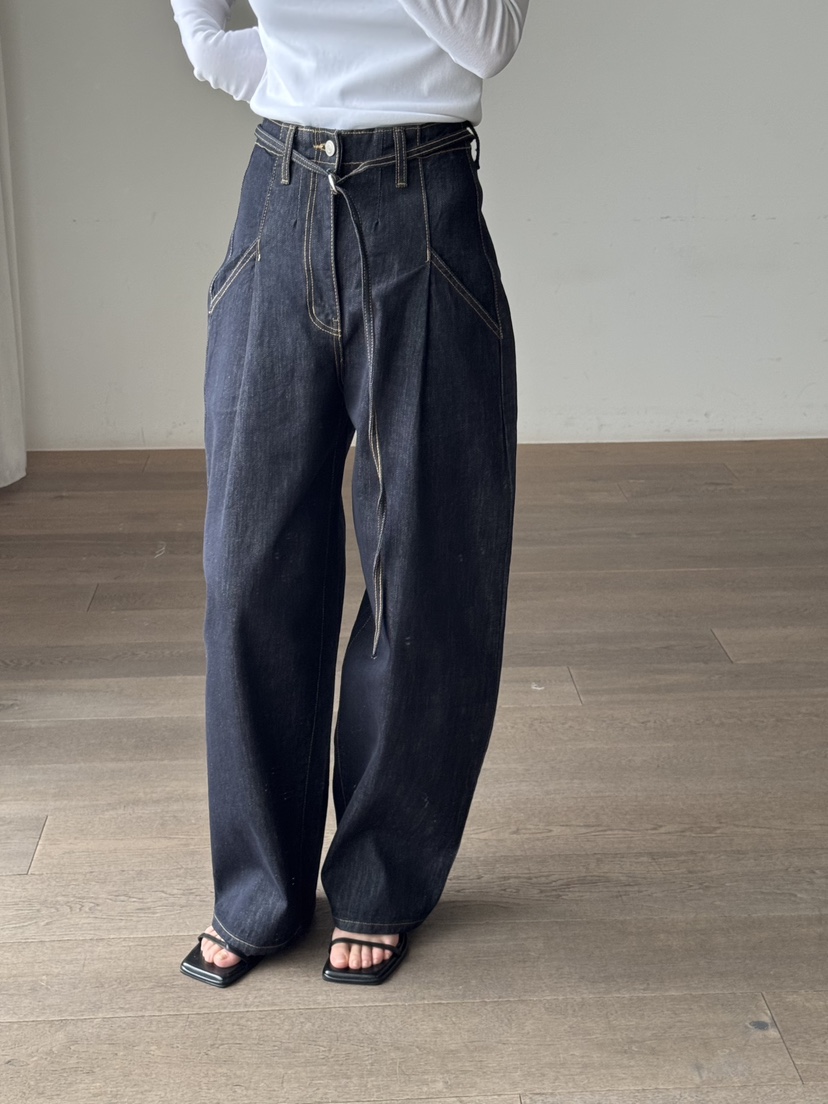 LE-PPL東大門直郵女裝新品推薦26春夏休閑真品牛仔褲含腰繩LE-PPL牛仔褲圖色1