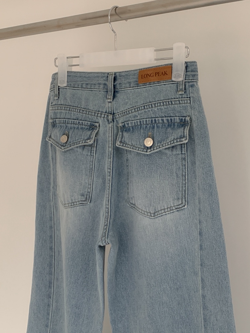 LONG PEAK韓國直郵女裝新款人氣推薦熱賣職業牛仔褲口袋LONG PEAK牛仔褲