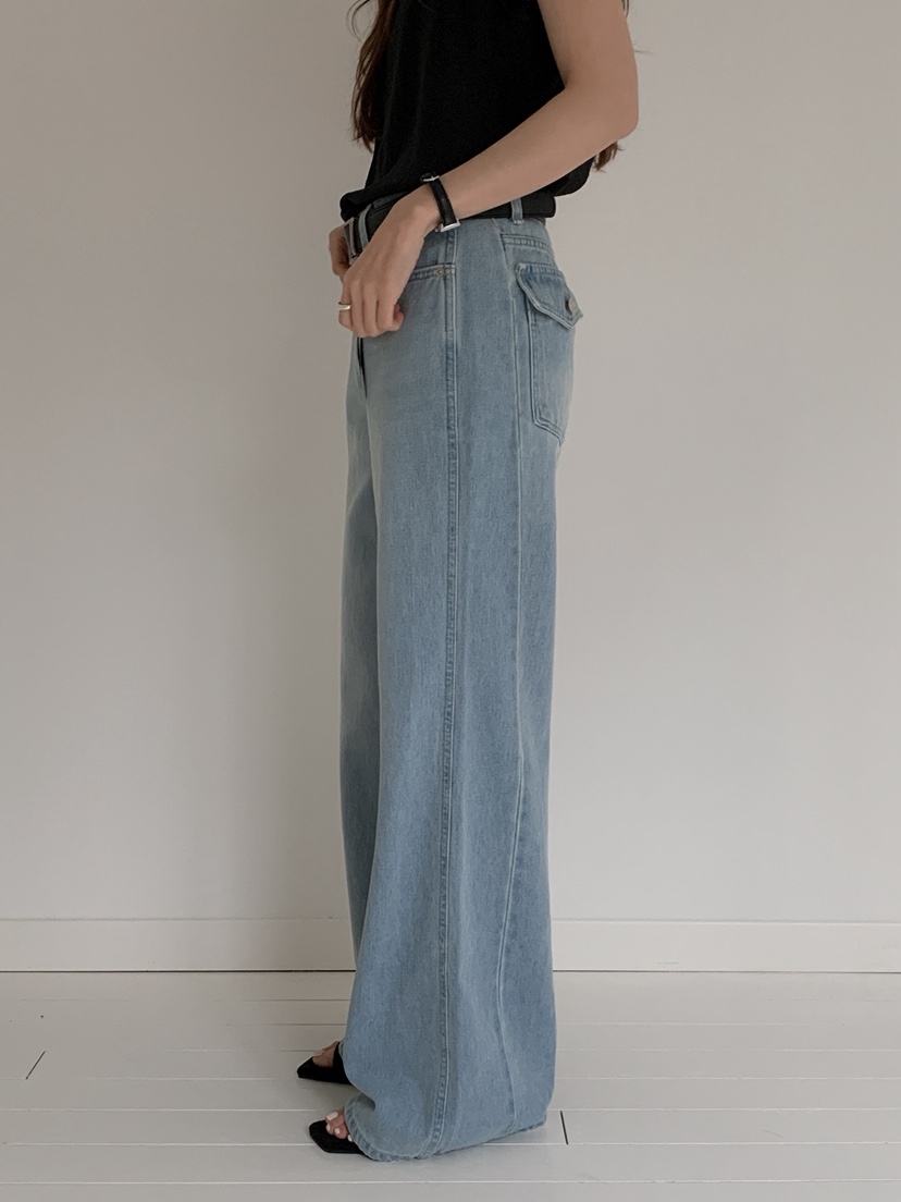 LONG PEAK韓國直郵女裝新款人氣推薦熱賣職業牛仔褲口袋LONG PEAK牛仔褲