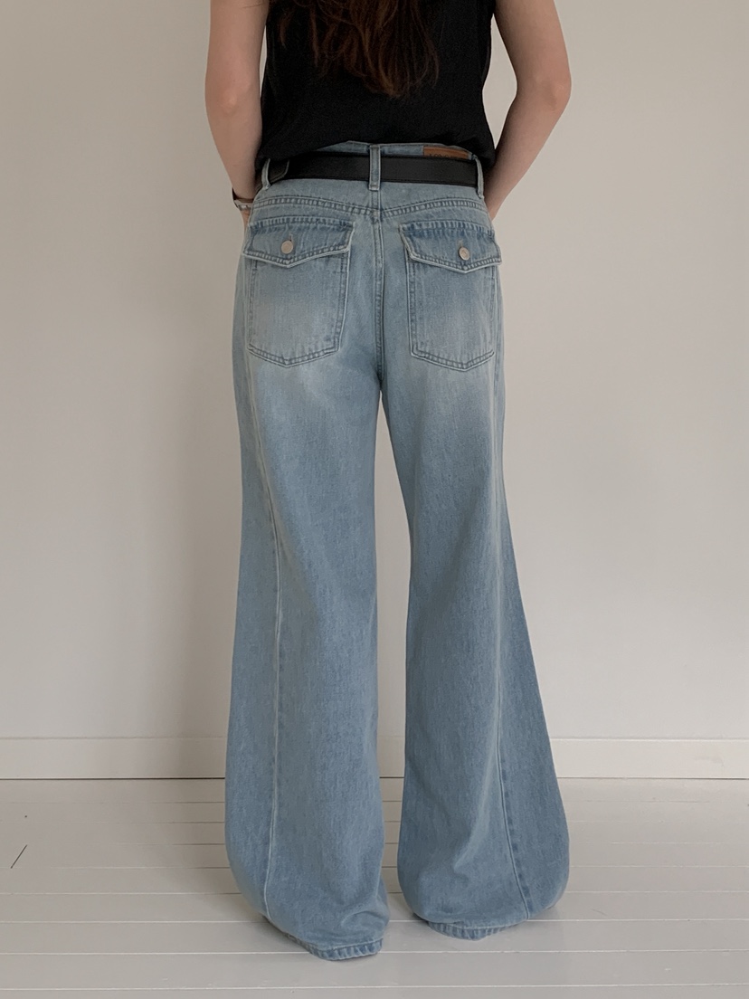 LONG PEAK韓國直郵女裝新款人氣推薦熱賣職業牛仔褲口袋LONG PEAK牛仔褲