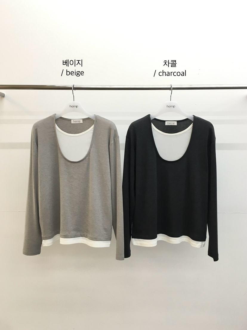 HEMP-P韓國代購女士新款職業真品時尚人氣長袖T恤假兩件hemp長袖T恤
